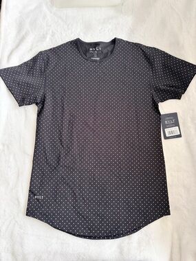 BYLT Men’s LUX Premium Basics Black Micro Dot Tshirt NWT